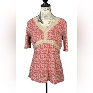 JH Collectibles Vintage Pink Silver Lurex Lined Top Medium